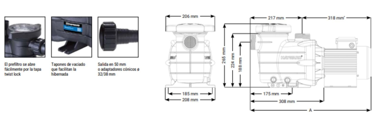BOMBA POWER FLO-II 3/4 CV MONOFÁSICA - Imagen 2