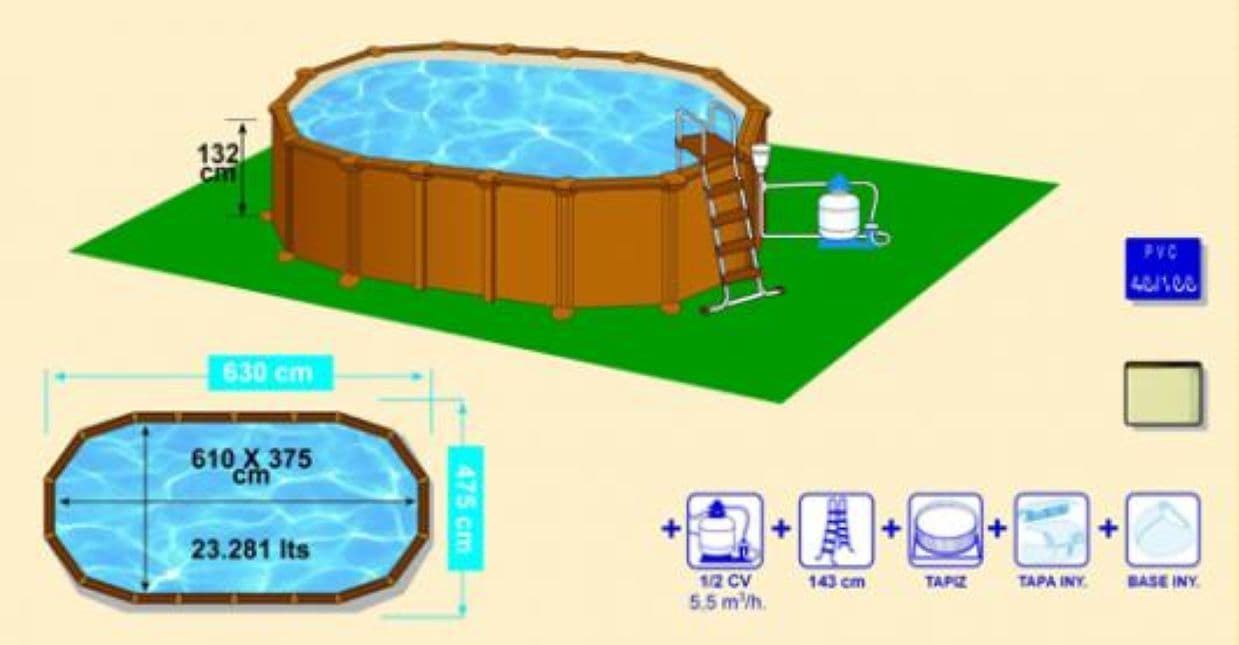 PISCINA AMAZONIA KITPROV6188WO 610 x 375 x 132 cm + REGALO  ROBOT LIMPIAFONDOS - Imagen 5