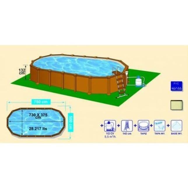 PISCINA AMAZONIA KITPROV7388WO OVALADA 730 x 375 x 132 cm - Imagen 4