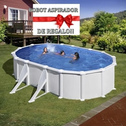 PISCINA ATLANTIS KITPROV618 OVALADA 610x375x132CM ALT + REGALO ROBOT LIMPIAFONDOS - Imagen 1