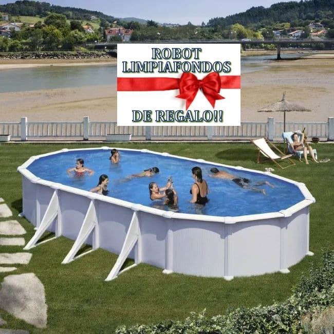 PISCINA ATLANTIS KITPROV738 OVALADA 730x375x132CM + REGALO ROBOT LIMPIAFONDOS - Imagen 1