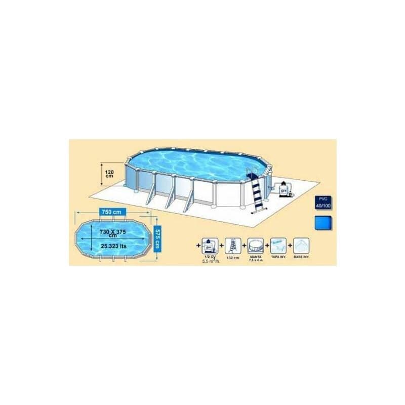 PISCINA PACIFIC KIT730W OVALADA 730 x 375 x 120 cm + REGALO ROBOT LIMPIAFONDOS - Imagen 3
