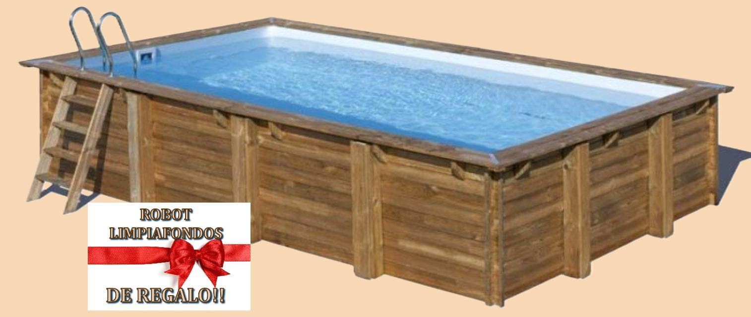 PISCINA RECTANGULAR EVORA 790206 620 x 420 x 133 cm + REGALO ROBOT LIMPIAFONDOS - Imagen 1