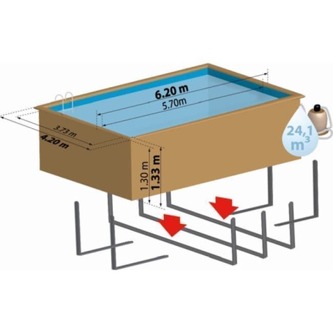 PISCINA RECTANGULAR EVORA 790206 620 x 420 x 133 cm + REGALO ROBOT LIMPIAFONDOS - Imagen 4